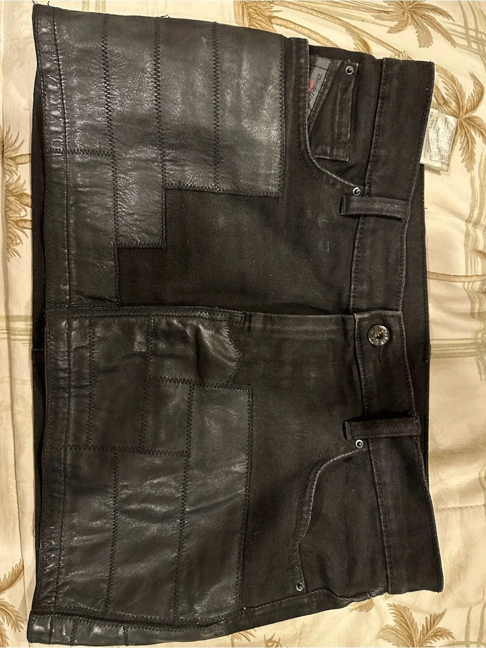 Slim Straight Black Patchwork Men's Jeans
